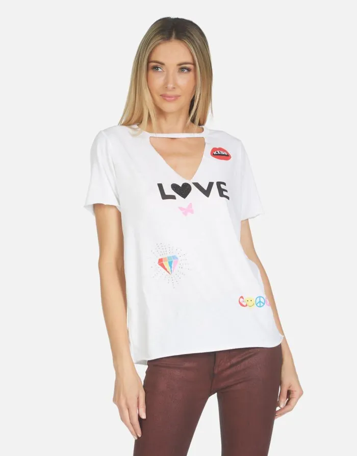 Jhene 1 Love Rainbow Lip White Women Lauren Moshi Short Sleeve