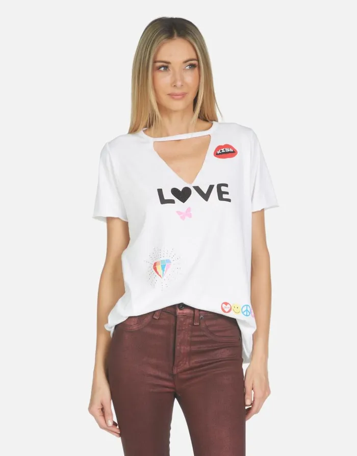 Jhene 1 Love Rainbow Lip White Women Lauren Moshi Short Sleeve