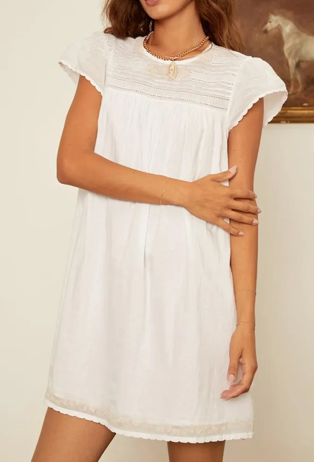 Joelle Cap Sleeved Cotton Mini Dress Women Ciao Lucia Mini Dresses
