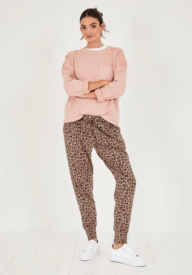 Joggers and Leggings Women Hush Amie Printed Jersey Joggers Leopard Print