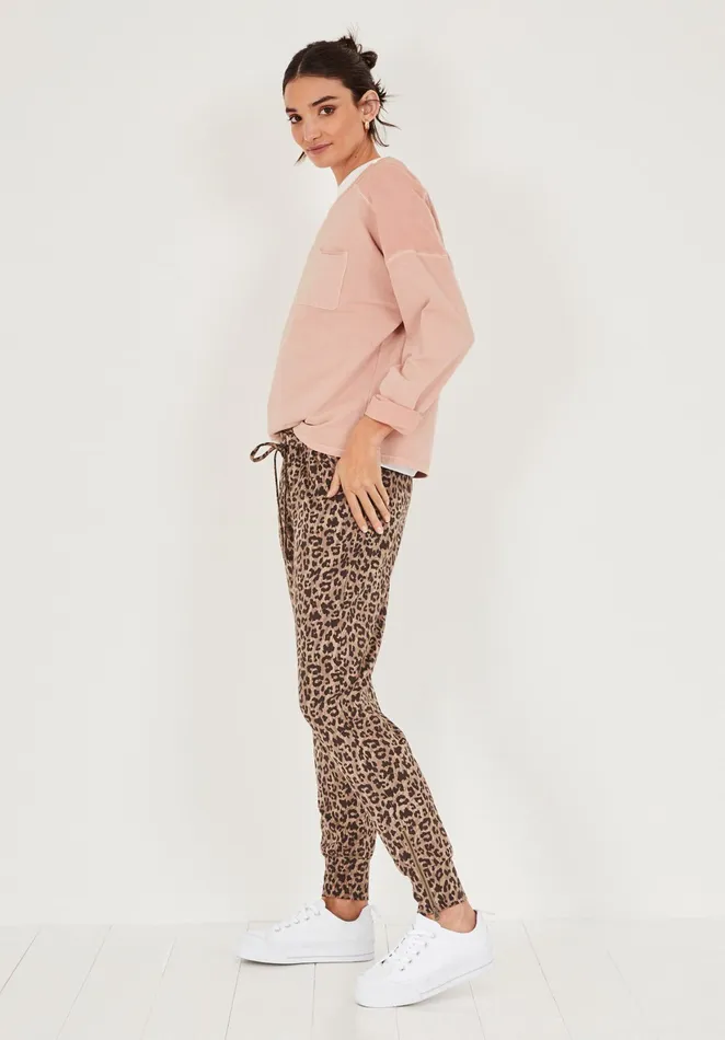 Joggers and Leggings Women Hush Amie Printed Jersey Joggers Leopard Print
