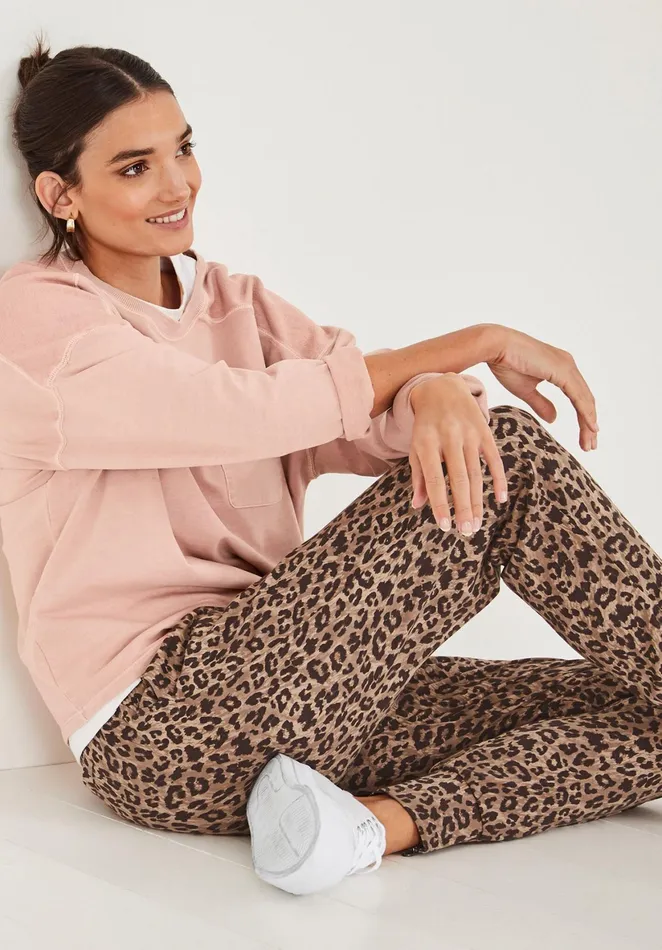 Joggers and Leggings Women Hush Amie Printed Jersey Joggers Leopard Print