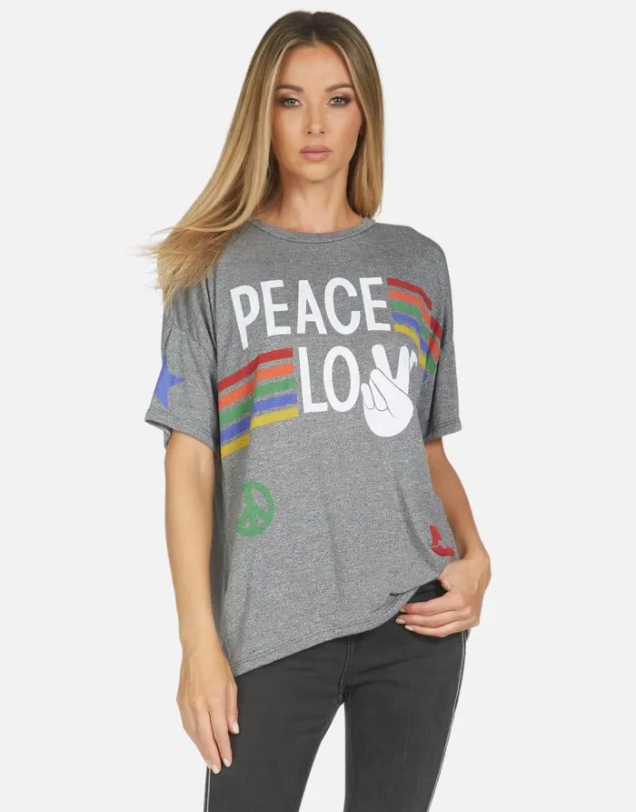 Jolene Peace Love Stripe Heather Grey Women Lauren Moshi Short Sleeve