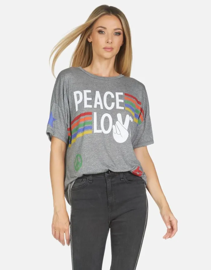 Jolene Peace Love Stripe Heather Grey Women Lauren Moshi Short Sleeve