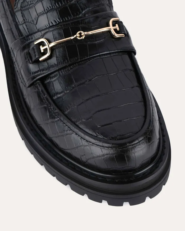 jomercer LACE UP and LOAFERS Women Brixton loafers black croc jomercer LACE UP and LOAFERS Women Brixton loafers black croc