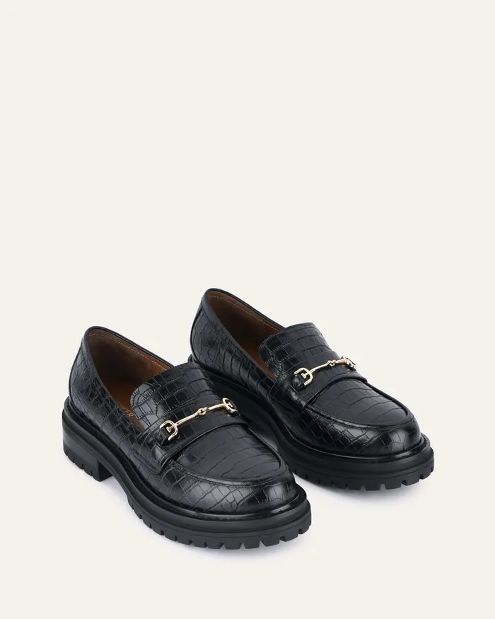 jomercer LACE UP and LOAFERS Women Brixton loafers black croc jomercer LACE UP and LOAFERS Women Brixton loafers black croc