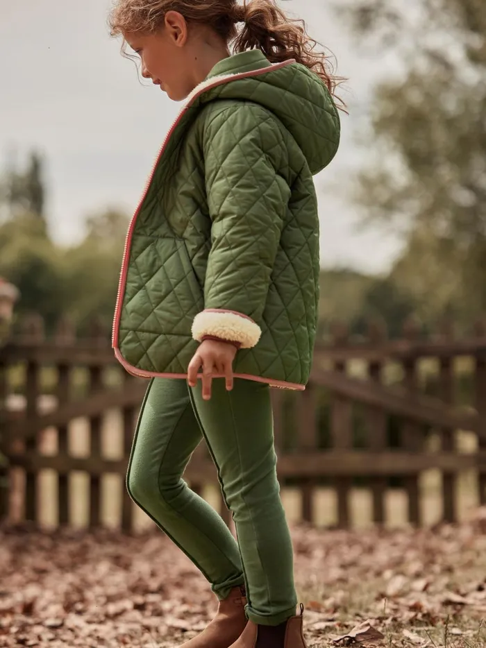 Joules Coats and Jackets Girls Cream Fleece Lined Reversible Quilted Jacket