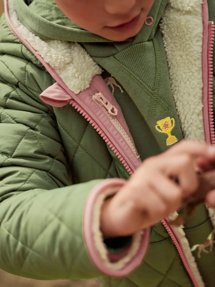 Joules Coats and Jackets Girls Cream Fleece Lined Reversible Quilted Jacket
