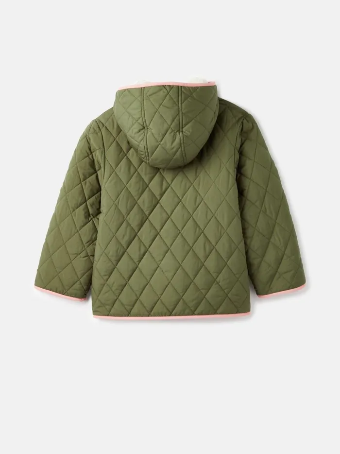 Joules Coats and Jackets Girls Cream Fleece Lined Reversible Quilted Jacket