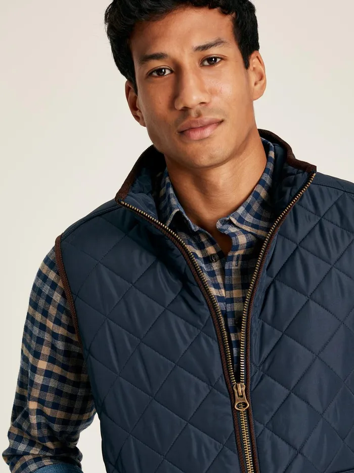 Joules Coats and Jackets Men Navy Diamond Quilted Gilet