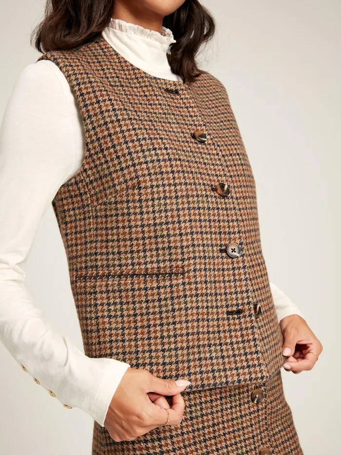 Joules Coats and Jackets Women Brown Tweed Gilet