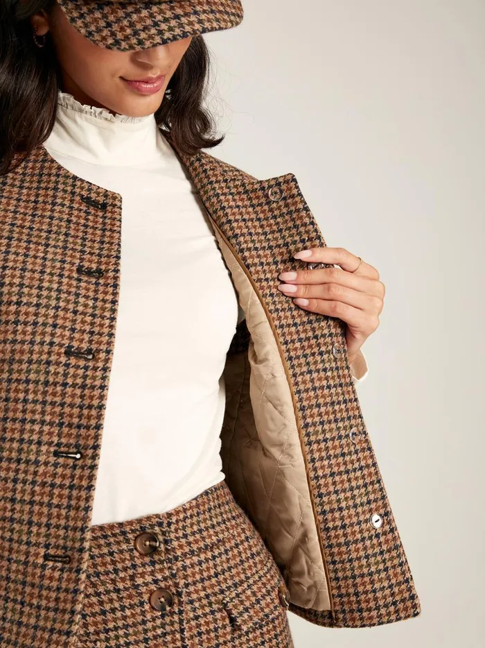 Joules Coats and Jackets Women Brown Tweed Gilet