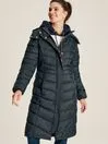 Joules Coats and Jackets Women Navy Blue Showerproof Long Padded Coat With Hood