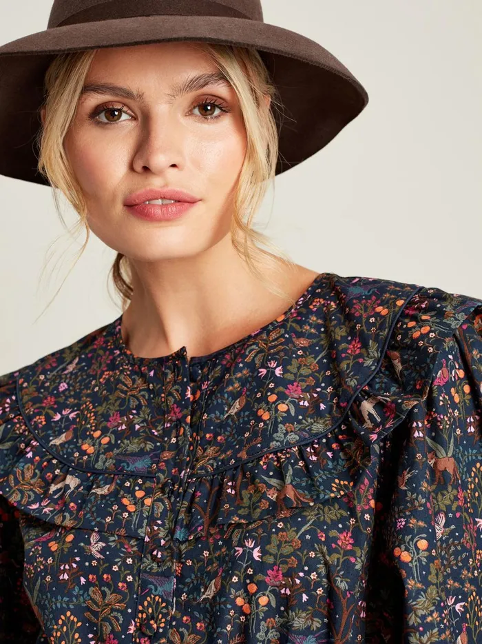 Joules Dresses Women Navy Blue Frill Bib Dress