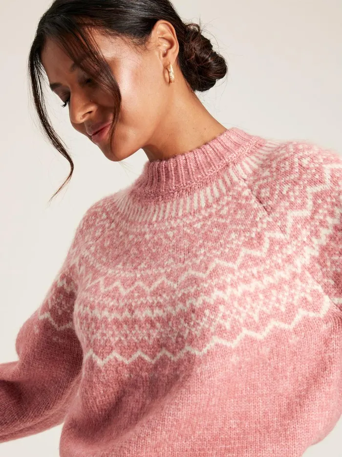 Joules Knitwear Women Pink Fair Isle Jumper