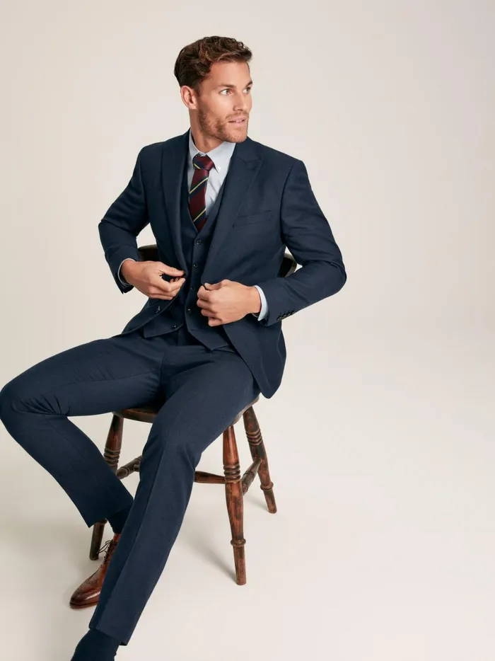 Joules Suits and Tailoring Men Blue Textured Wool Suit Jacket