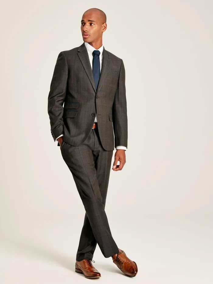Joules Suits and Tailoring Men Brown Trimmed Check Suit Jacket