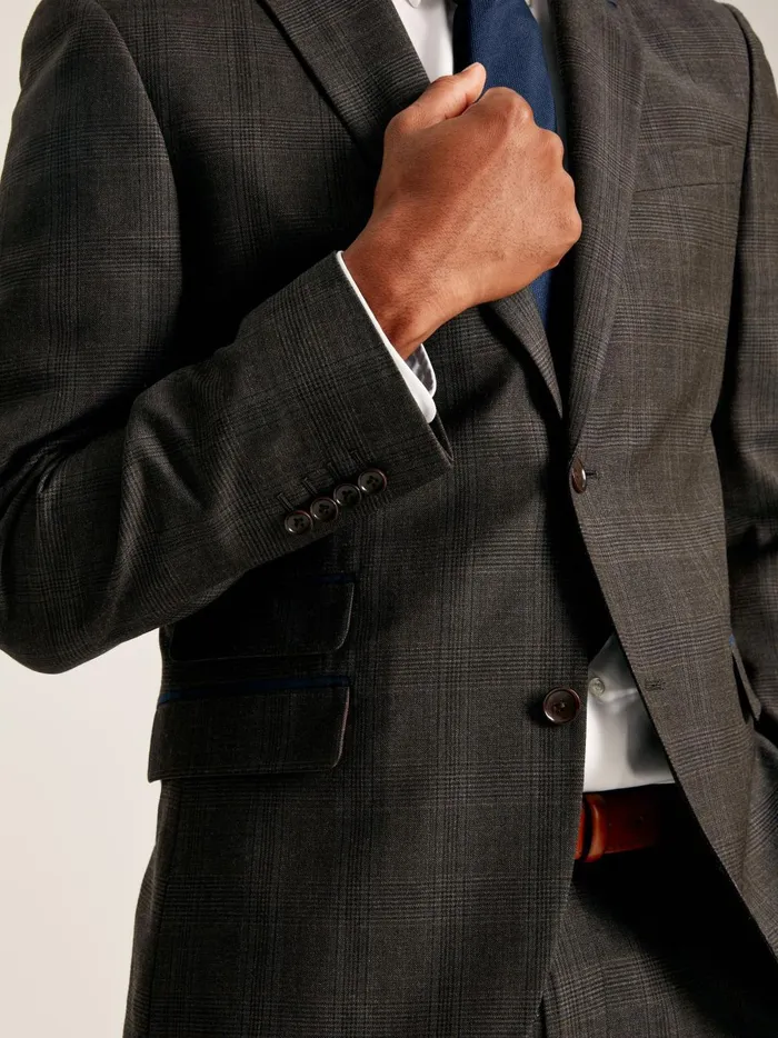 Joules Suits and Tailoring Men Brown Trimmed Check Suit Jacket