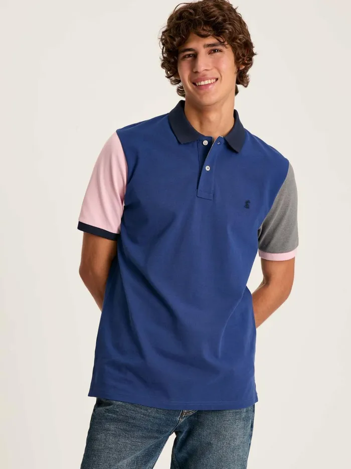 Joules Tops and Tshirts Men Blue Colourblock Classic Fit Polo Shirt