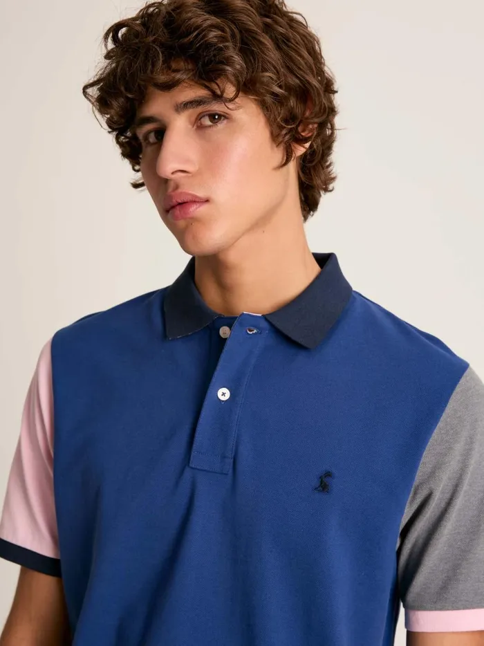 Joules Tops and Tshirts Men Blue Colourblock Classic Fit Polo Shirt