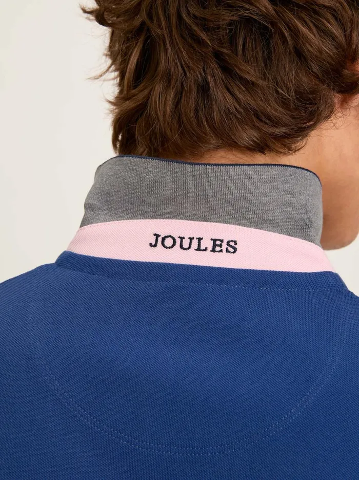 Joules Tops and Tshirts Men Blue Colourblock Classic Fit Polo Shirt