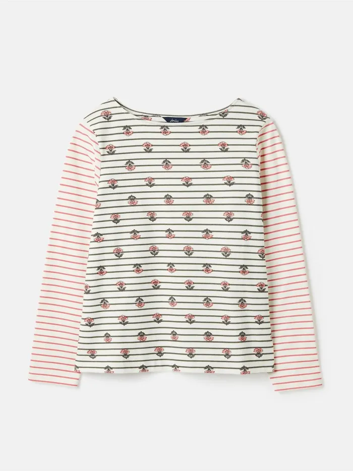 Joules Tops Women Creme Floral Long Sleeve Breton Top