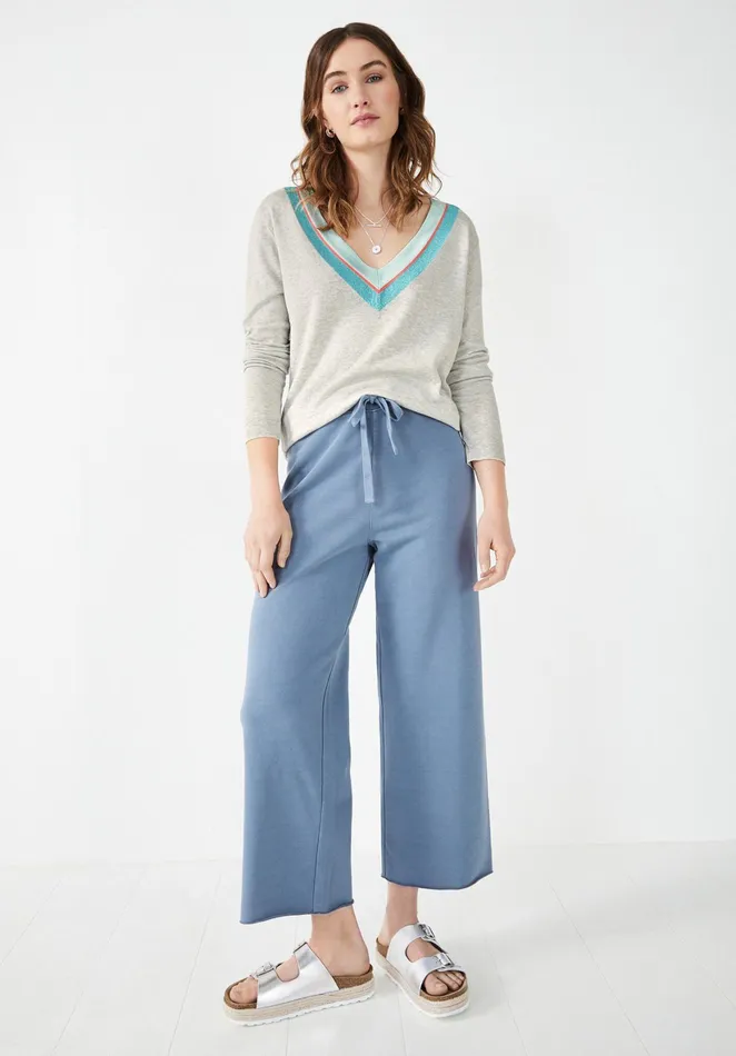 Jumpers and Cardigans Women Hush Deep VNeck Jumper Palest Grey Marl Blue Soft Orange