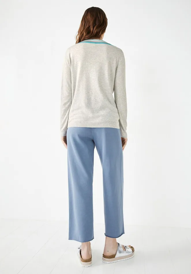 Jumpers and Cardigans Women Hush Deep VNeck Jumper Palest Grey Marl Blue Soft Orange