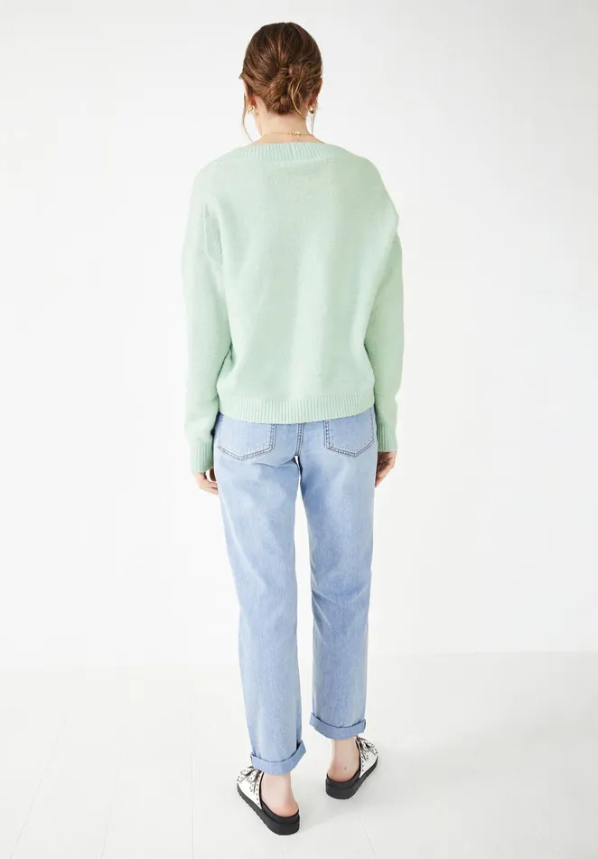 Jumpers and Cardigans Women Hush Fleur VNeck Cropped Jumper Duck Egg Grey