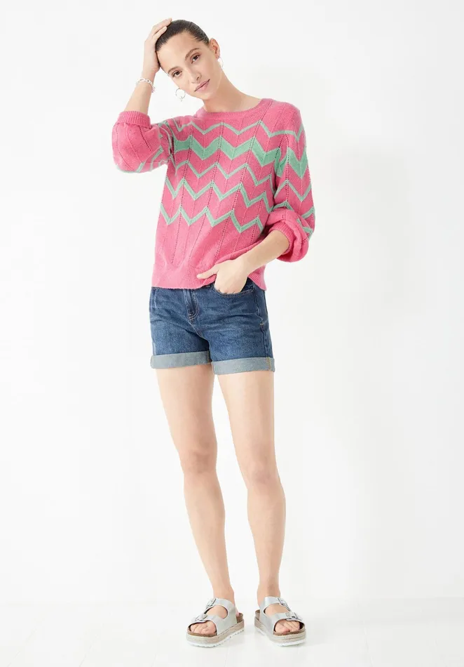 Jumpers and Cardigans Women Hush Harley Chevron Jumper Pinkgreen