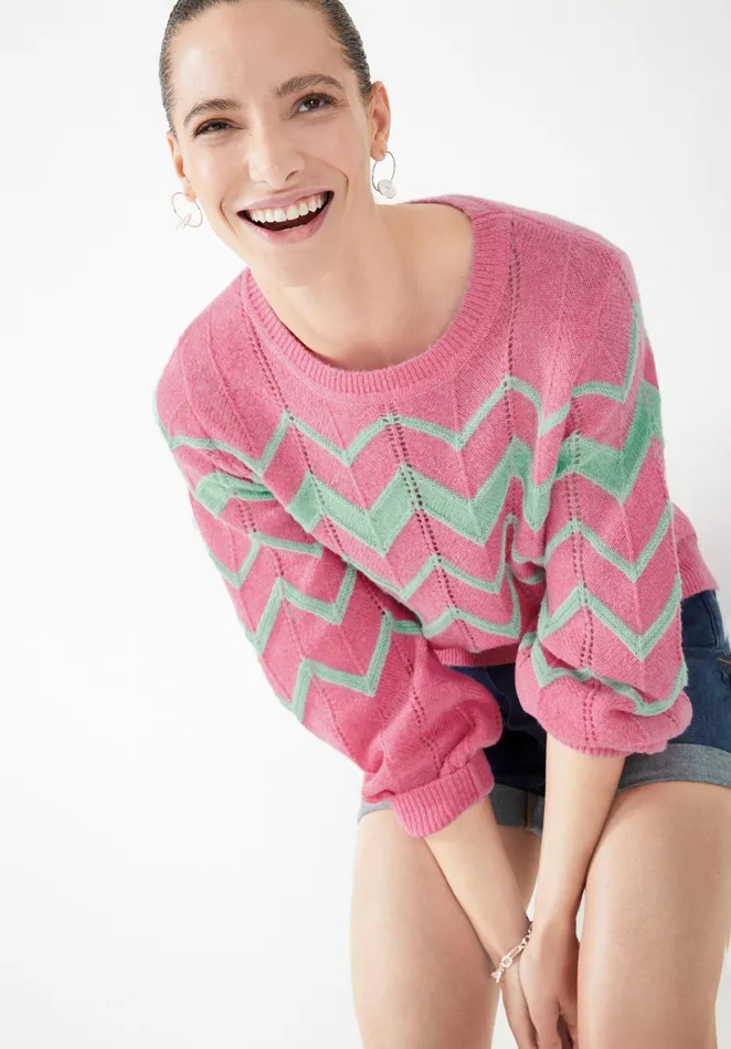 Jumpers and Cardigans Women Hush Harley Chevron Jumper Pinkgreen