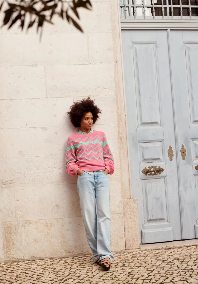 Jumpers and Cardigans Women Hush Harley Chevron Jumper Pinkgreen