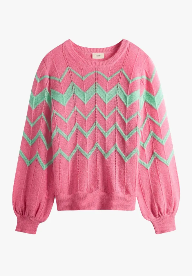 Jumpers and Cardigans Women Hush Harley Chevron Jumper Pinkgreen