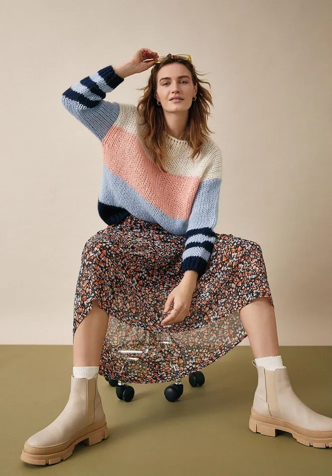 Jumpers and Cardigans Women Hush Hayle Colourblock Jumper Blueecru Multi