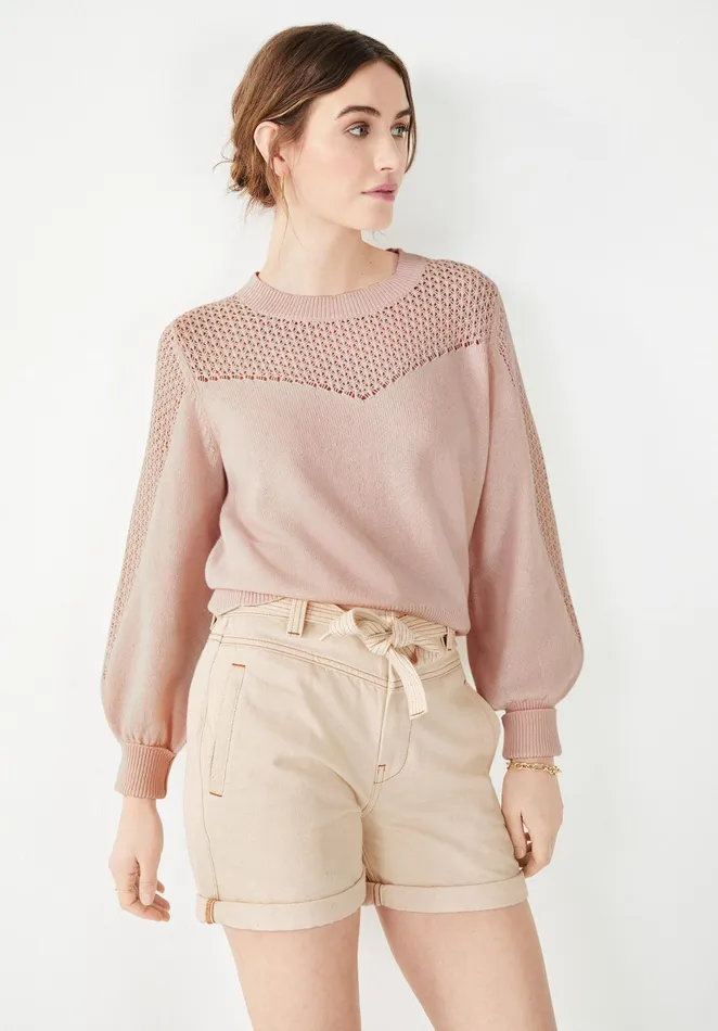 Jumpers and Cardigans Women Hush Ives Pointelle Chevron Jumper Soft Pink