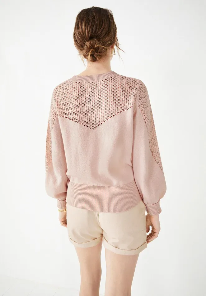 Jumpers and Cardigans Women Hush Ives Pointelle Chevron Jumper Soft Pink