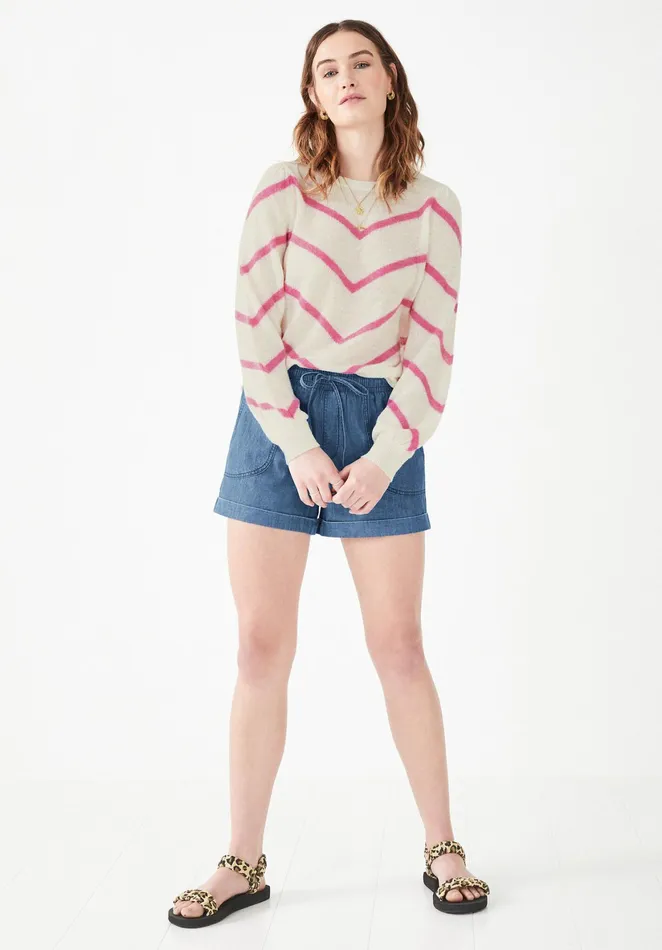 Jumpers and Cardigans Women Hush Kirsty Chevron Jumper Ecru Pink