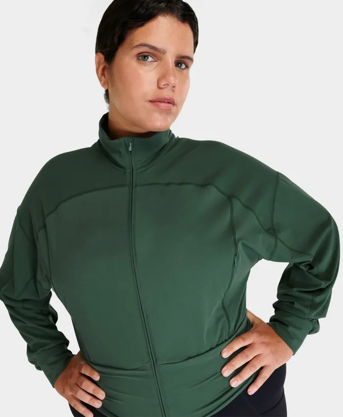 Jumpers Hoodies Sweaty Betty Women Super Soft Zip Up Bomber Trek Green