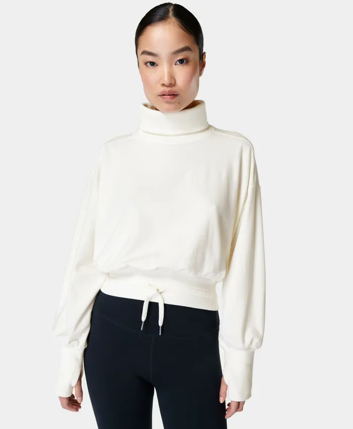Jumpers Hoodies Women Melody Luxe Fleece Pullover Lily White Sweaty Betty
