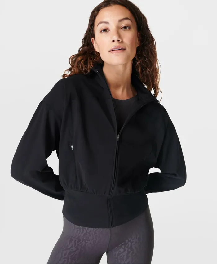 Jumpers Hoodies Women Sweaty Betty Super Soft Zip Up Bomber Black