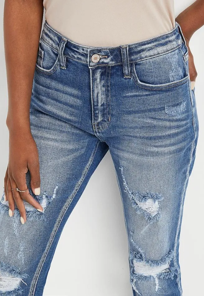 Kancan High Rise Medium Ripped Boyfriend Jean Women Maurices Jeans