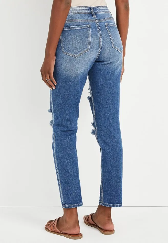 Kancan High Rise Medium Ripped Boyfriend Jean Women Maurices Jeans
