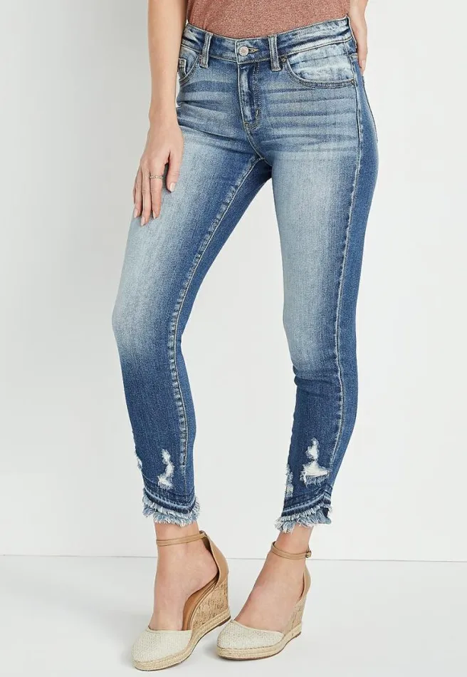 Kancan Skinny Mid Rise Frayed Ripped Jean Women Maurices Jeans