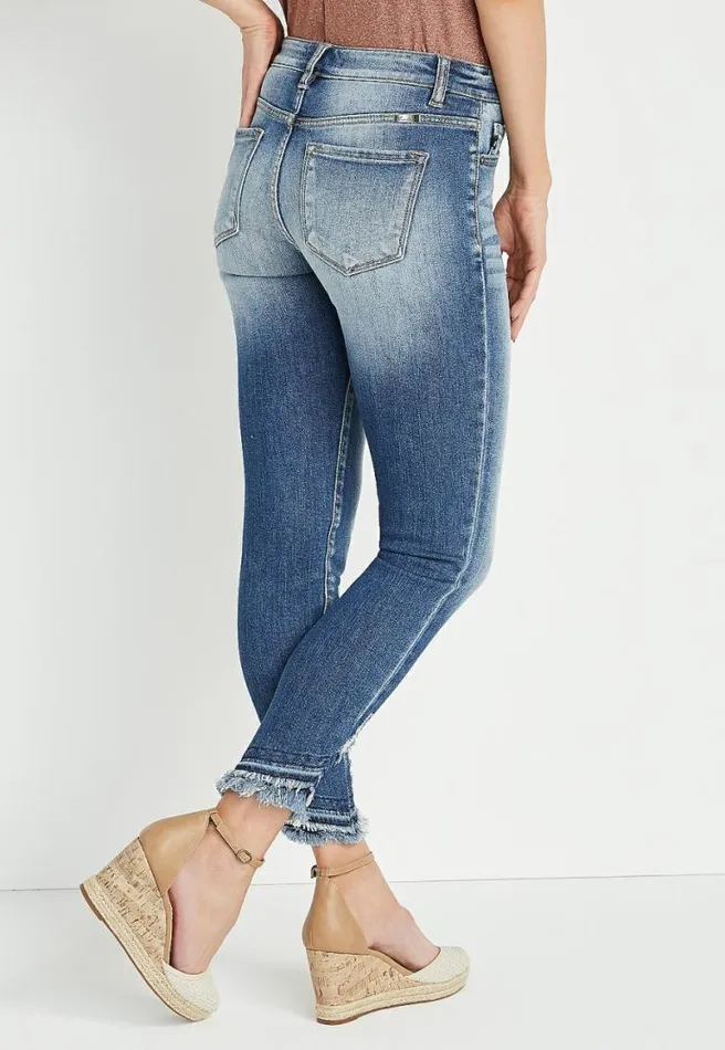 Kancan Skinny Mid Rise Frayed Ripped Jean Women Maurices Jeans