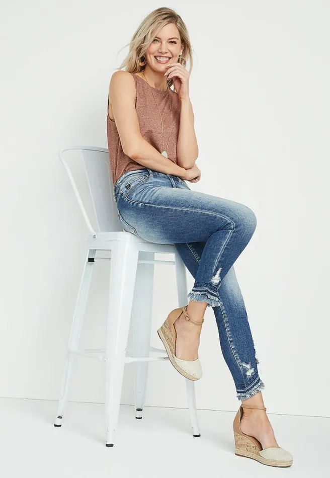 Kancan Skinny Mid Rise Frayed Ripped Jean Women Maurices Jeans