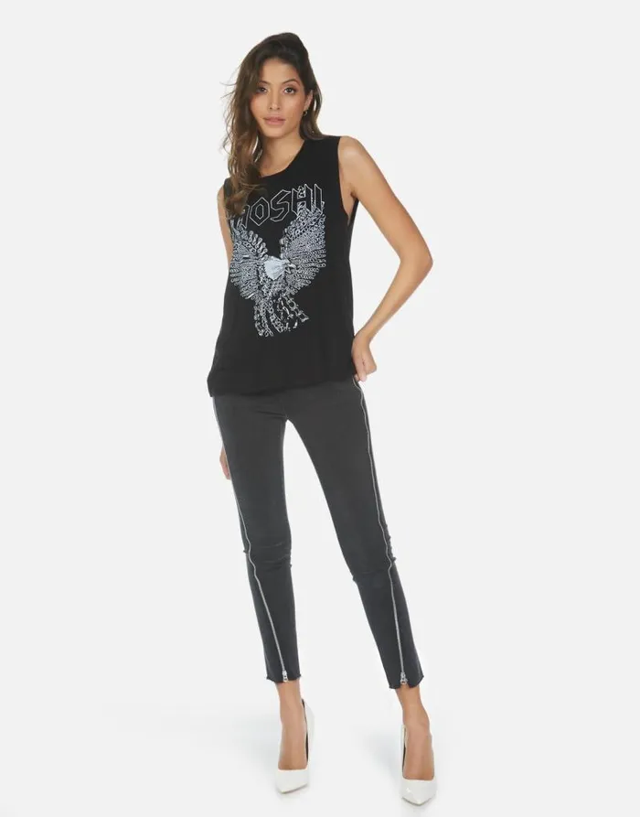 Kel Moshi Eagle Black Women Lauren Moshi Tanks