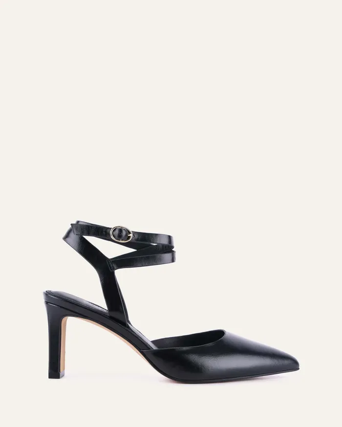 Khloe mid heels black leather Women MID HEELS jomercer