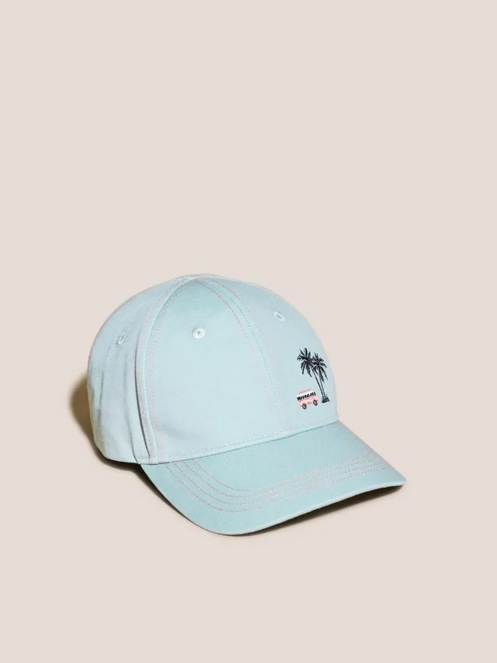 Kids ACCESSORIES White Stuff Boys Embroidered Cap Mid Teal Kids ACCESSORIES White Stuff Boys Embroidered Cap Mid Teal
