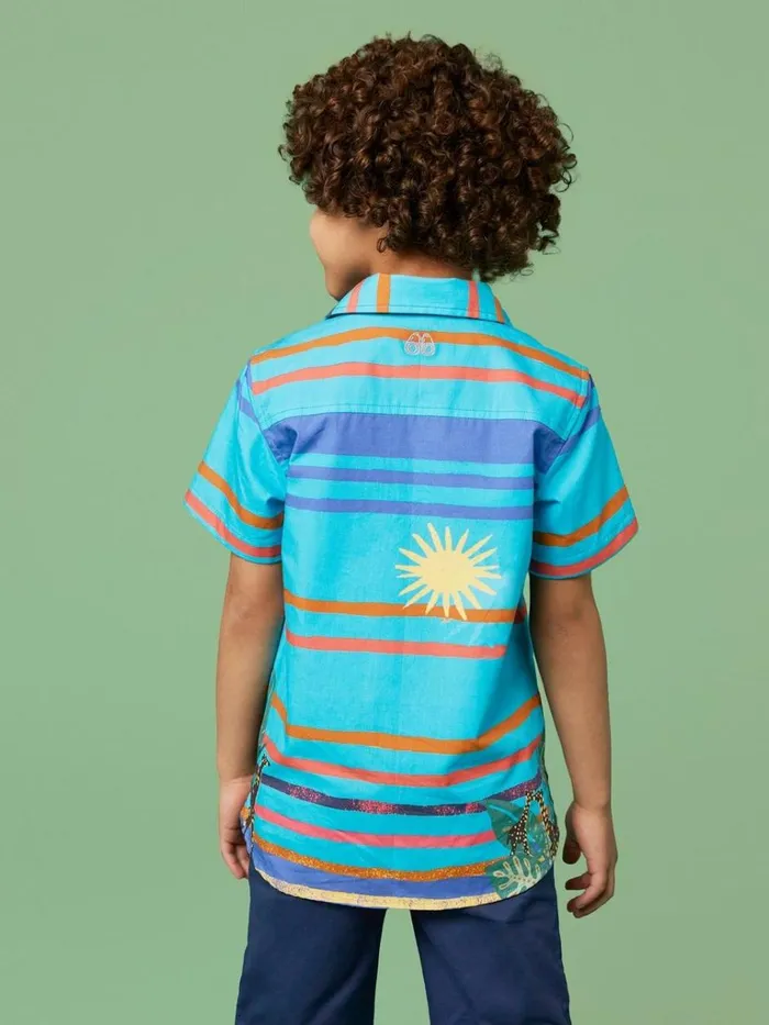 Kids SHIRTS White Stuff Giraffe Stripe SS Shirt Blue Multi Kids SHIRTS White Stuff Giraffe Stripe SS Shirt Blue Multi
