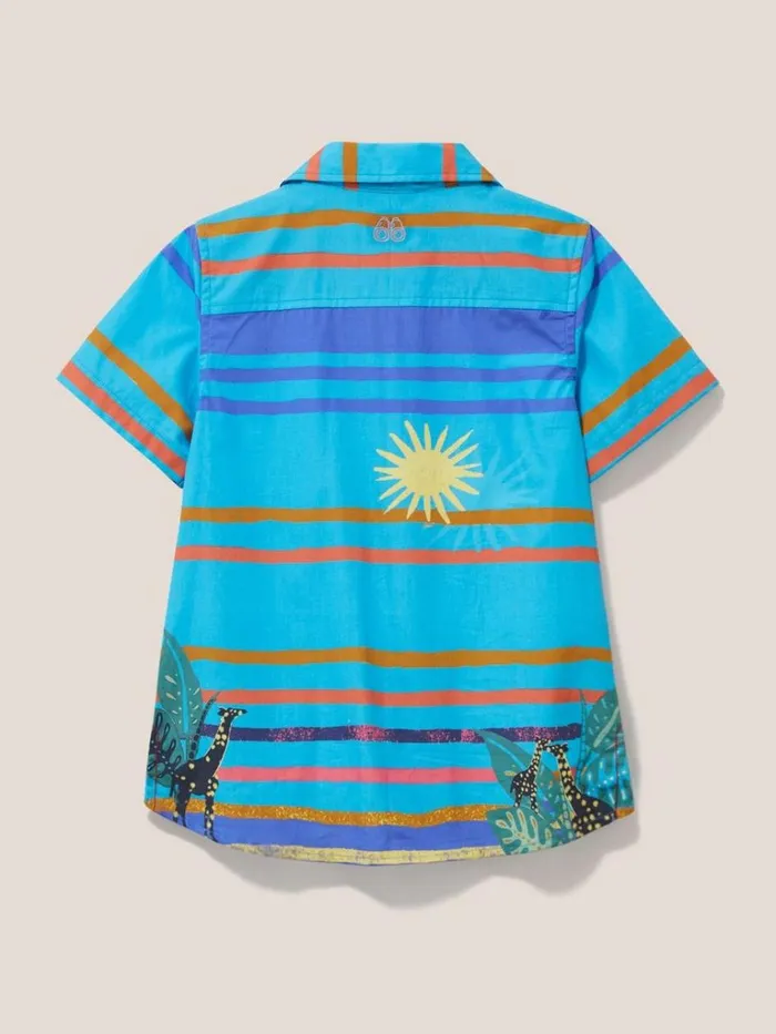 Kids SHIRTS White Stuff Giraffe Stripe SS Shirt Blue Multi Kids SHIRTS White Stuff Giraffe Stripe SS Shirt Blue Multi